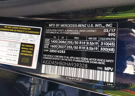 2017 Mercedes-Benz Gle 350 4Matic из США, поврежденный, VIN 4JGDA5HB0HA939328